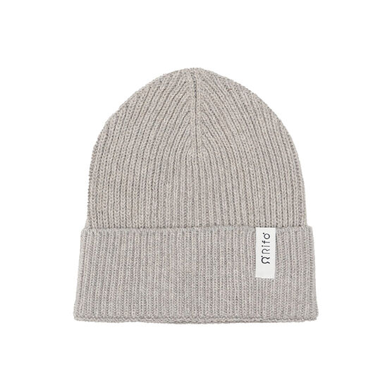 Grey recycled cotton rib knit hat